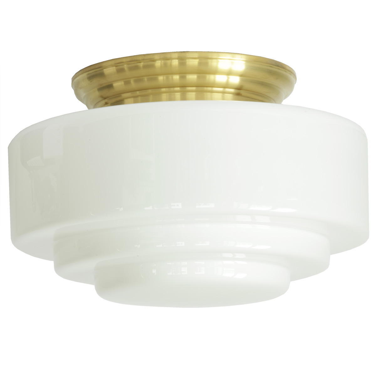Deckenleuchte mit gestuftem Opal-Zylinderglas Ø 20–34 cm