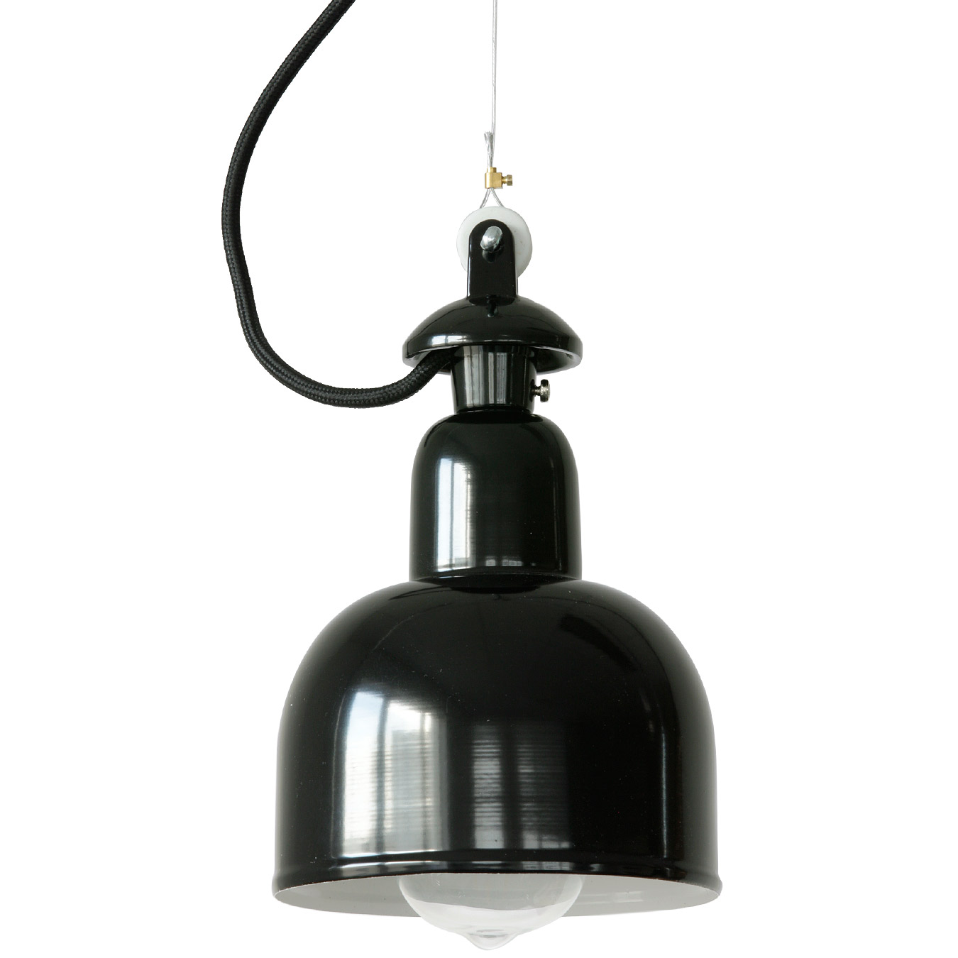 Small industrial pendant lamp with steel cable suspension DUISBURG