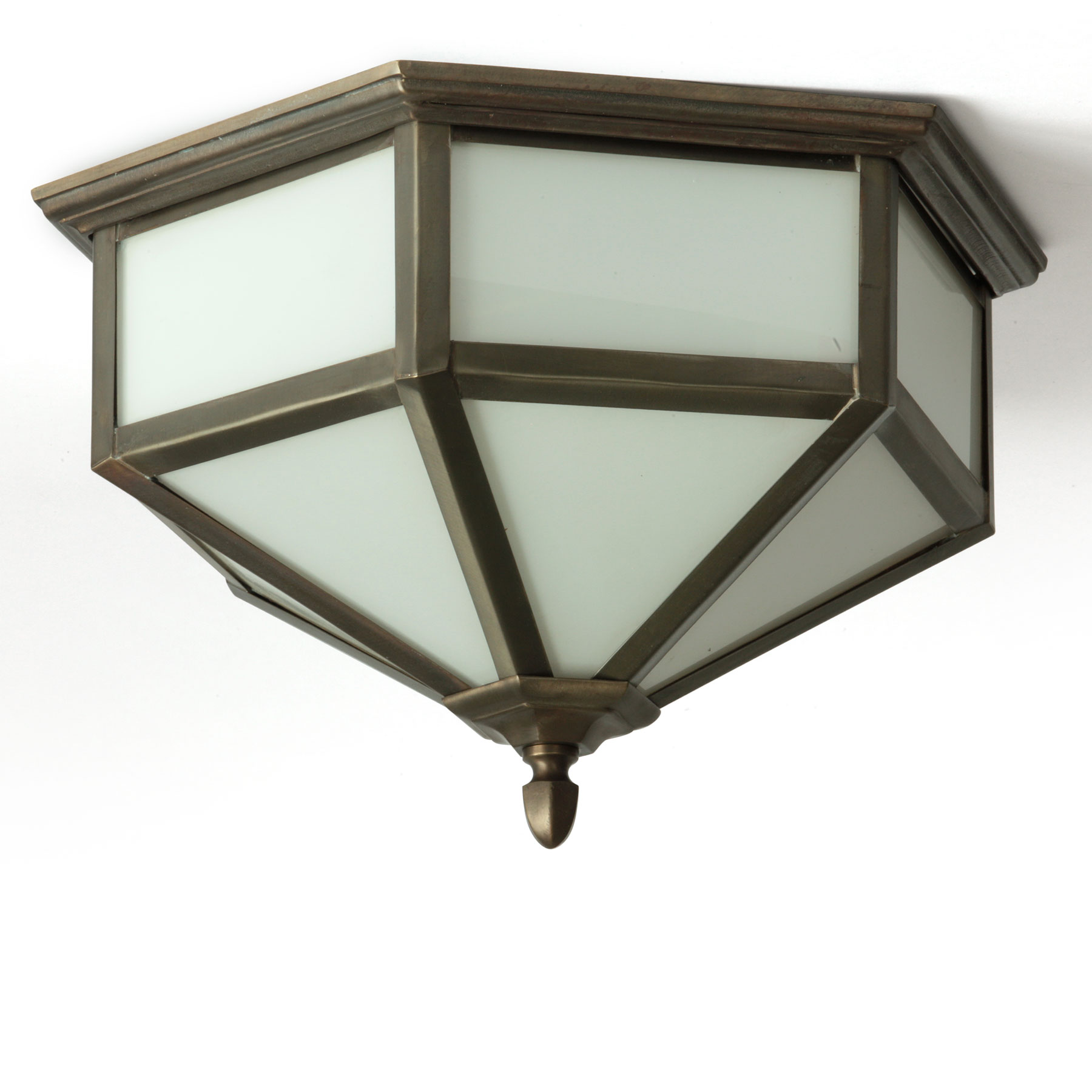 Classic Ceiling Light With Hexagonal Vitrified Brass Frame, Ø 26–38 cm
