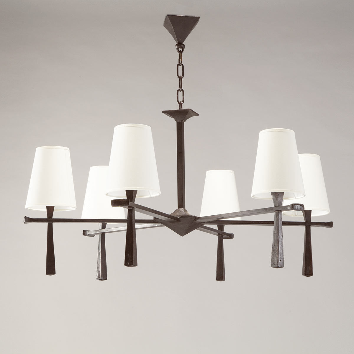 Exclusive bronze art chandelier PABLO with fabric shades (Ø 90 / 106 cm)