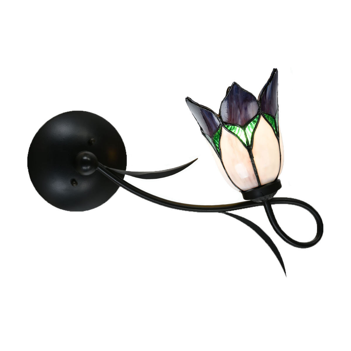 Small Tiffany wall light with purple flower shade