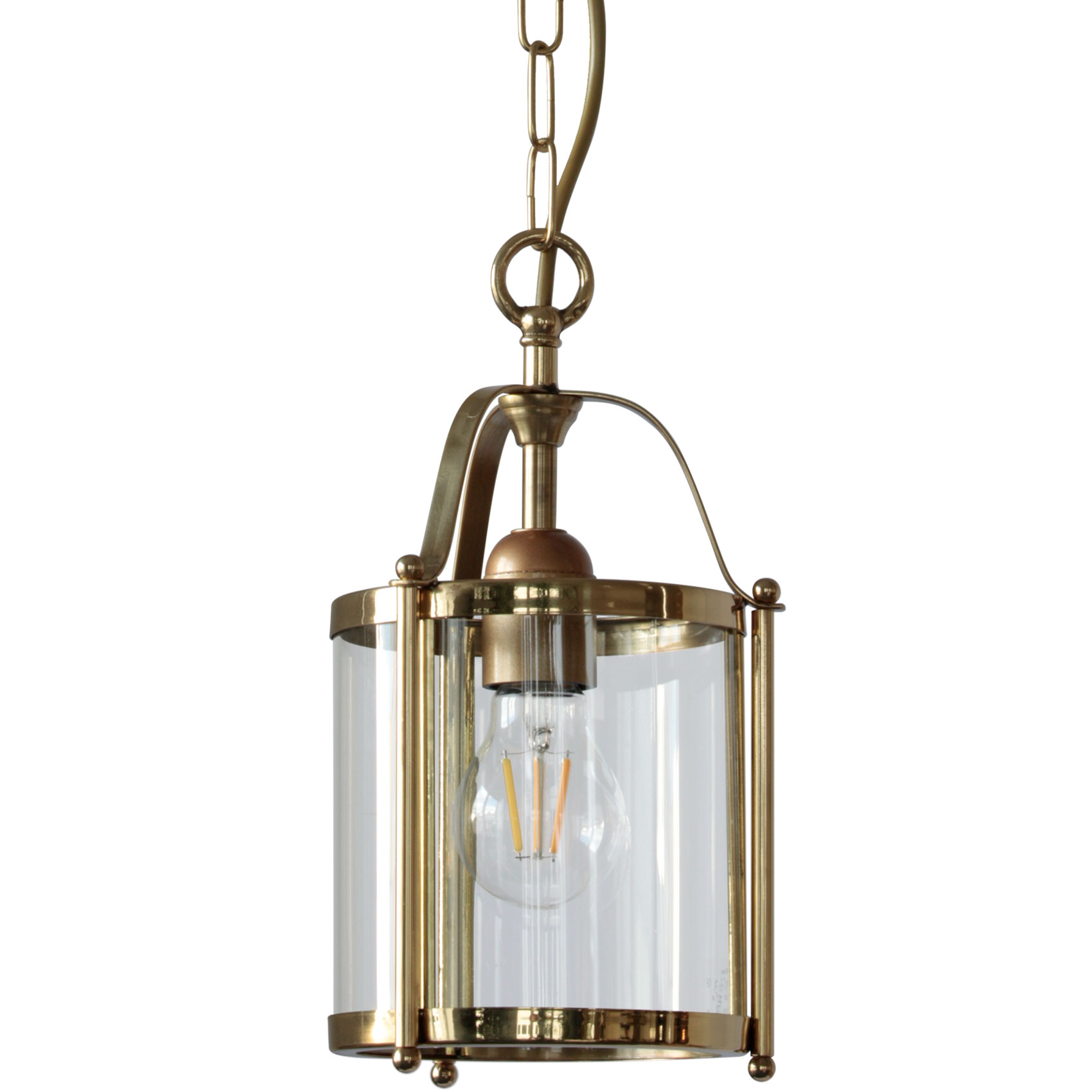 Small French hanging lantern, copper or brass, Ø 15 cm