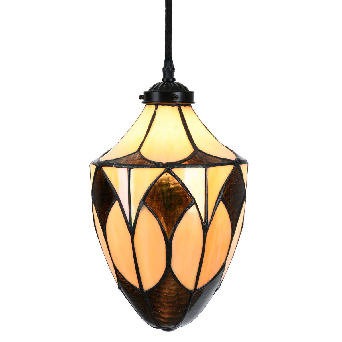 Hängeleuchte mit geschlossenem Tiffanyglas-Schirm