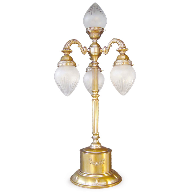 Große Jugendstil-Beistellleuchte aus Messing POPPA