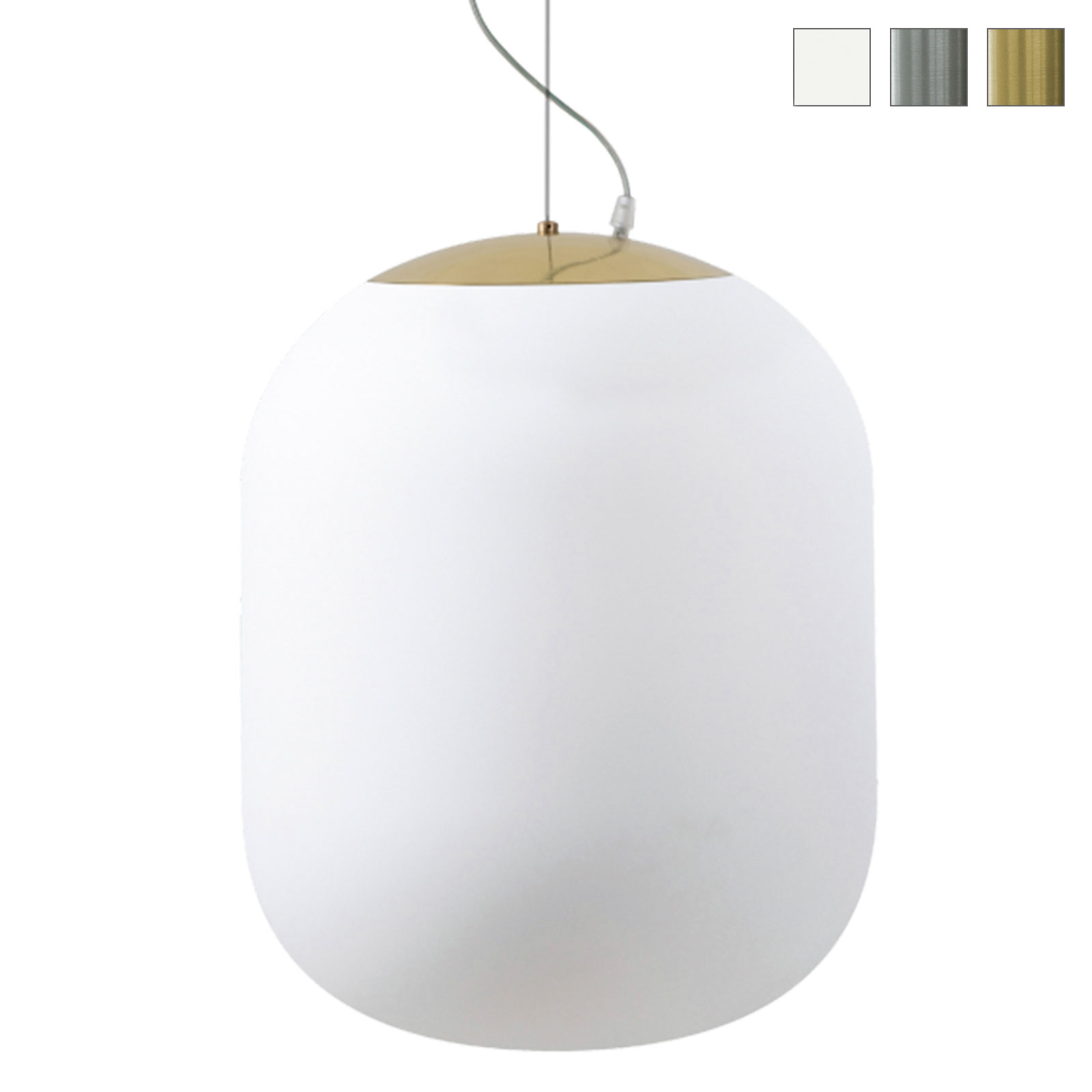Large Opal Glass Light TAJA w/ Steel Wire Suspension