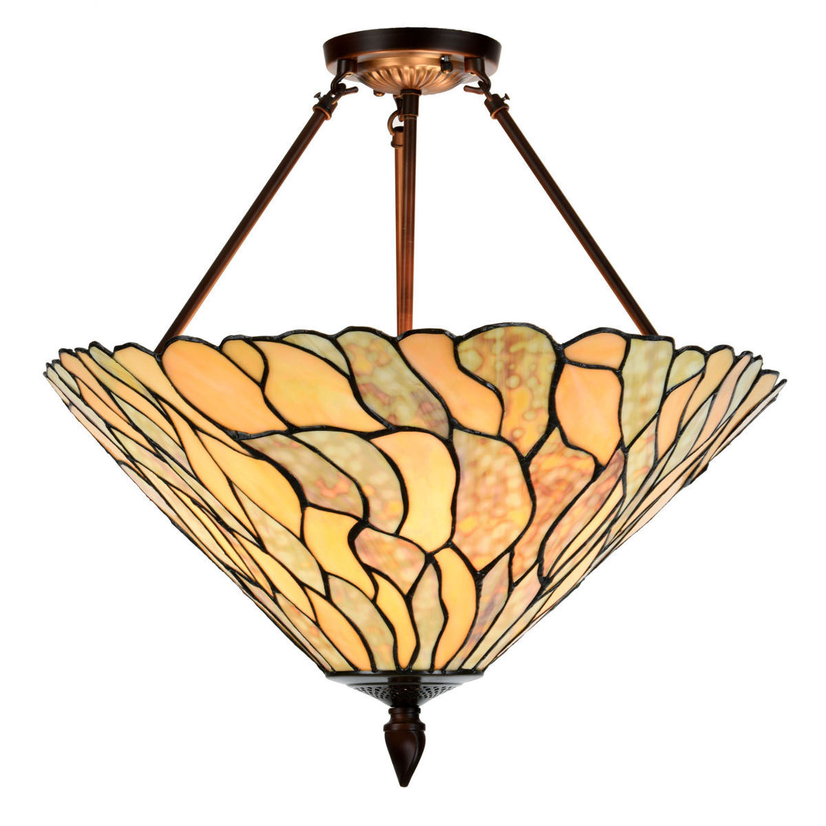 Suspended Tiffany ceiling light with leaves pattern