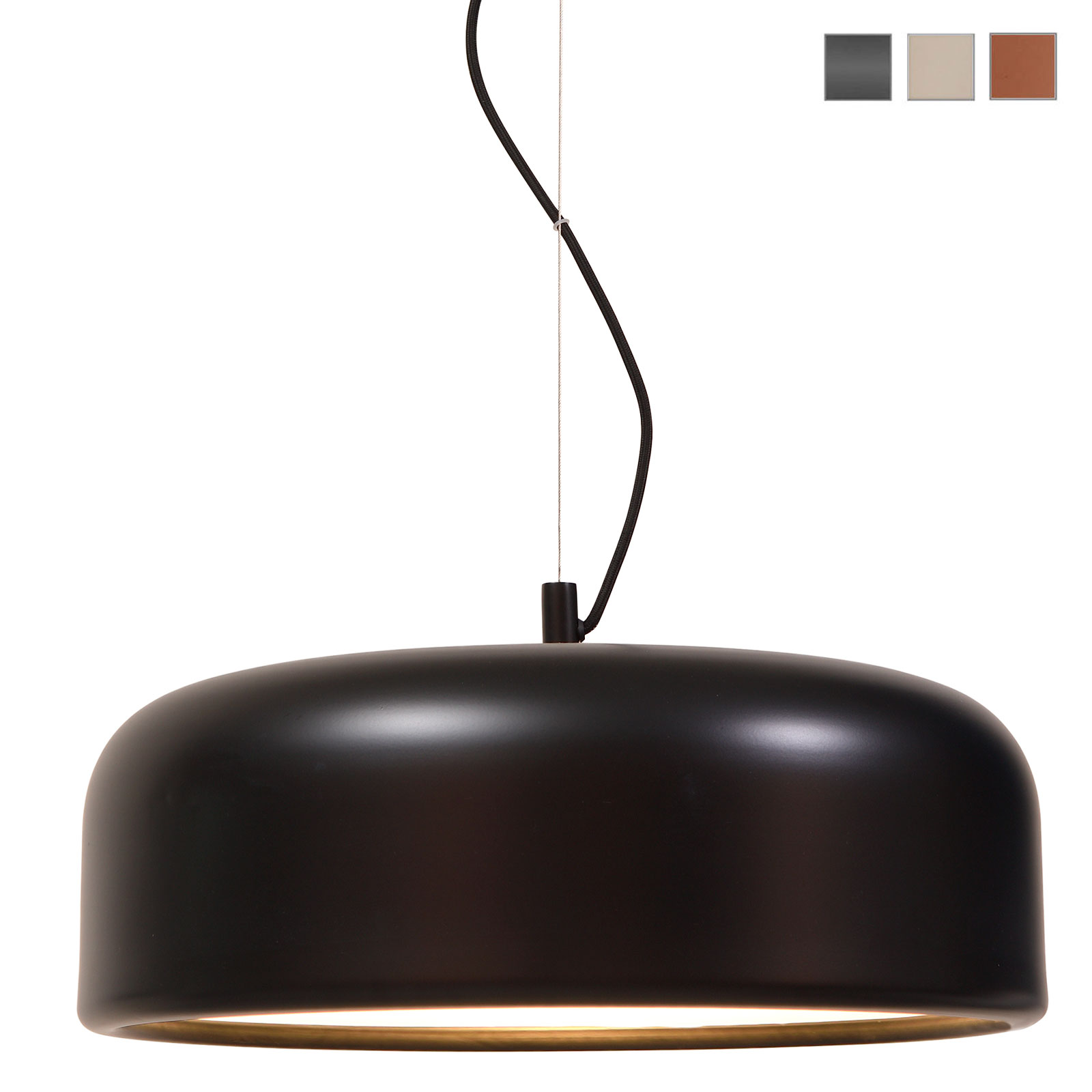 Moderne Esstisch-Hängeleuchte am Stahlseil, Ø 48 cm