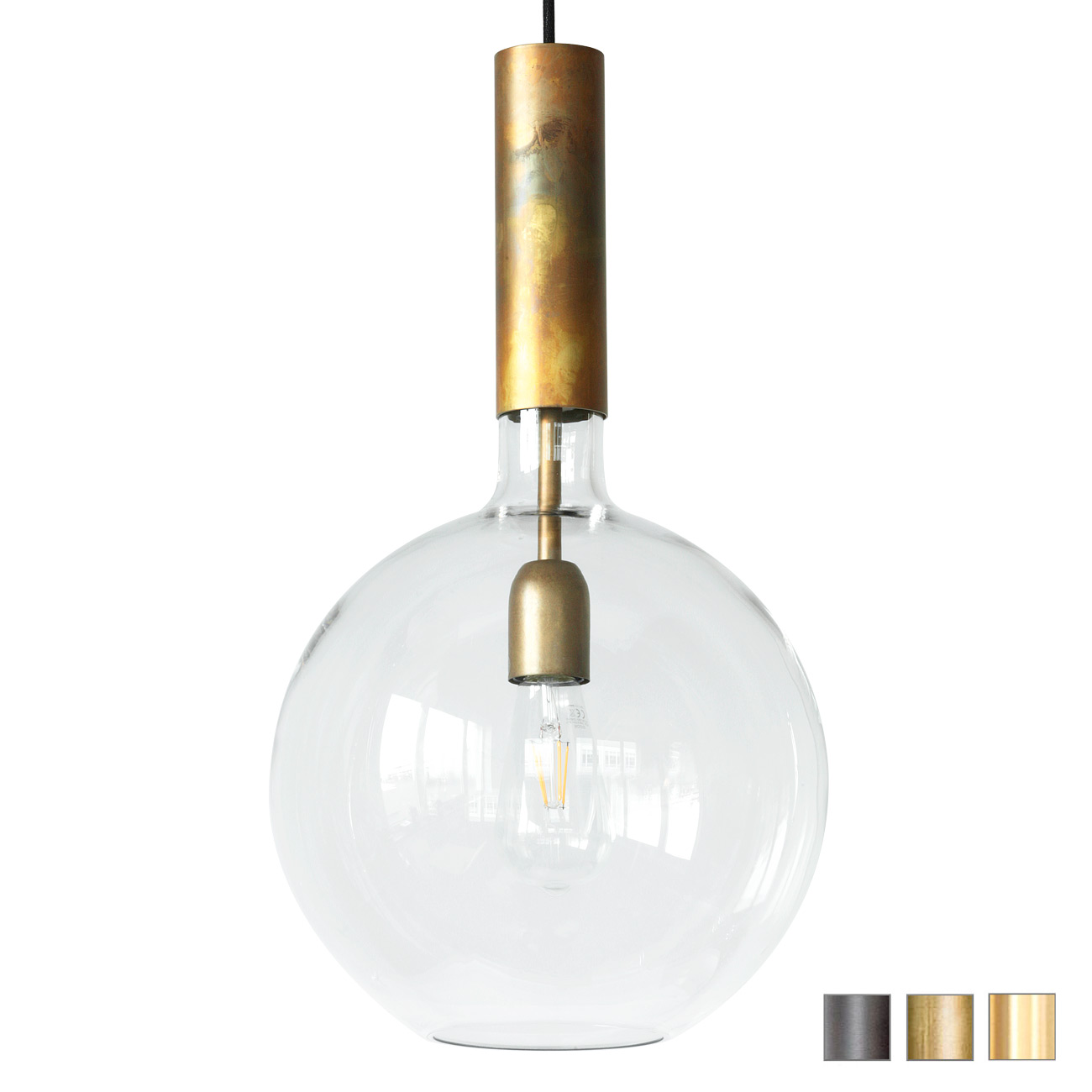 Exklusive Design-Kugelleuchte aus Glas und Messing ROSALIA