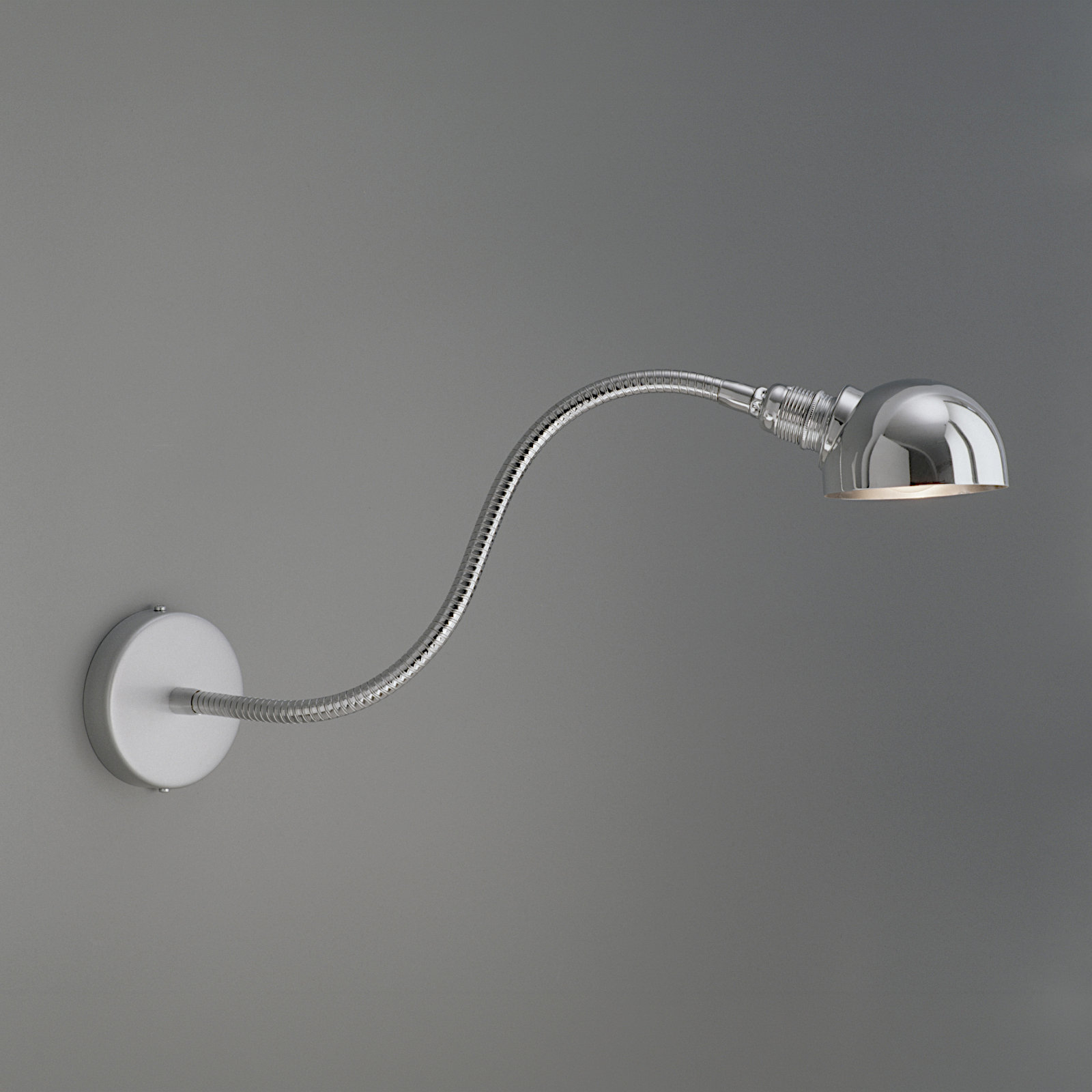 Flexible Wandleuchte EINARM CHROM mit Halbkugel-Reflektor