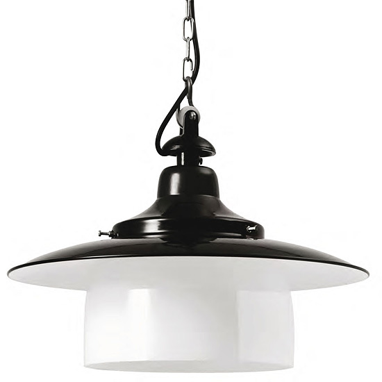 Authentic Industrial Pendant Light with Diffuser Glass Ring HANNOVER