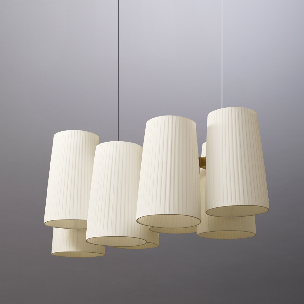 Large Chandelier with 6 or 8 Taffeta Shades FIESTA