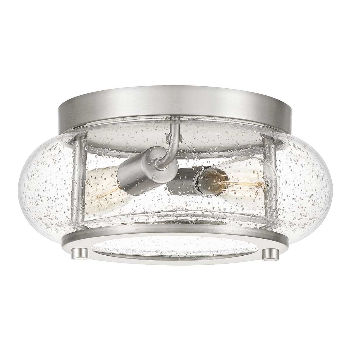 Deckenleuchte in Nickel mit Blasenglas, Ø 30 cm
