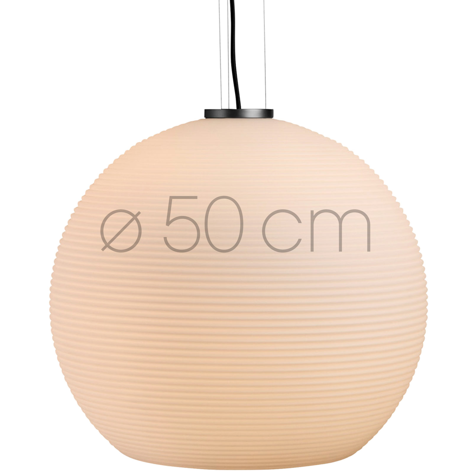 Große Glas-Pendelleuchte GOLYO  mit geripptem Opalglas, Ø 50 cm