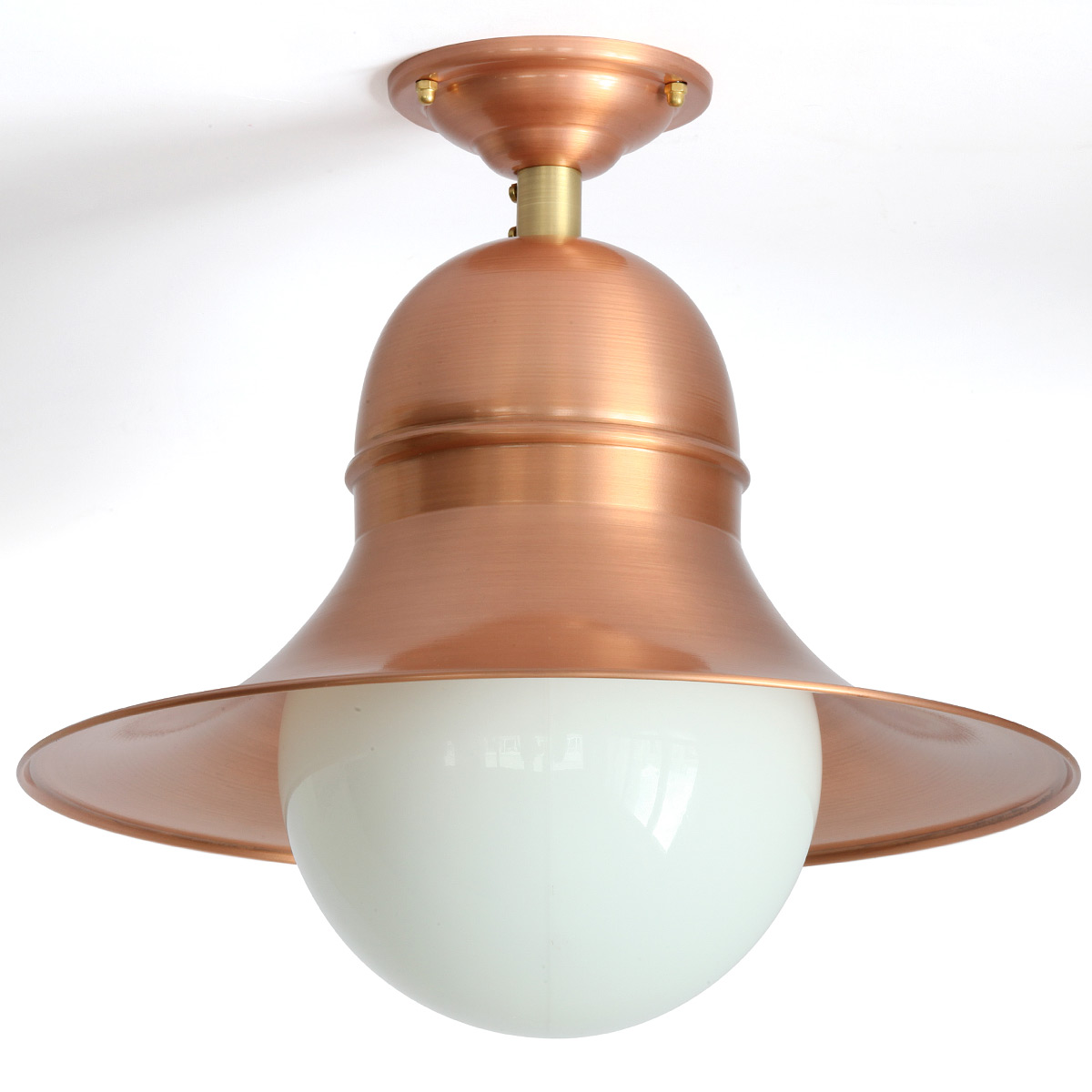 SIEGEN Deckenleuchte aus Kupfer mit opaler Glas-Kugel Ø 35/40 cm