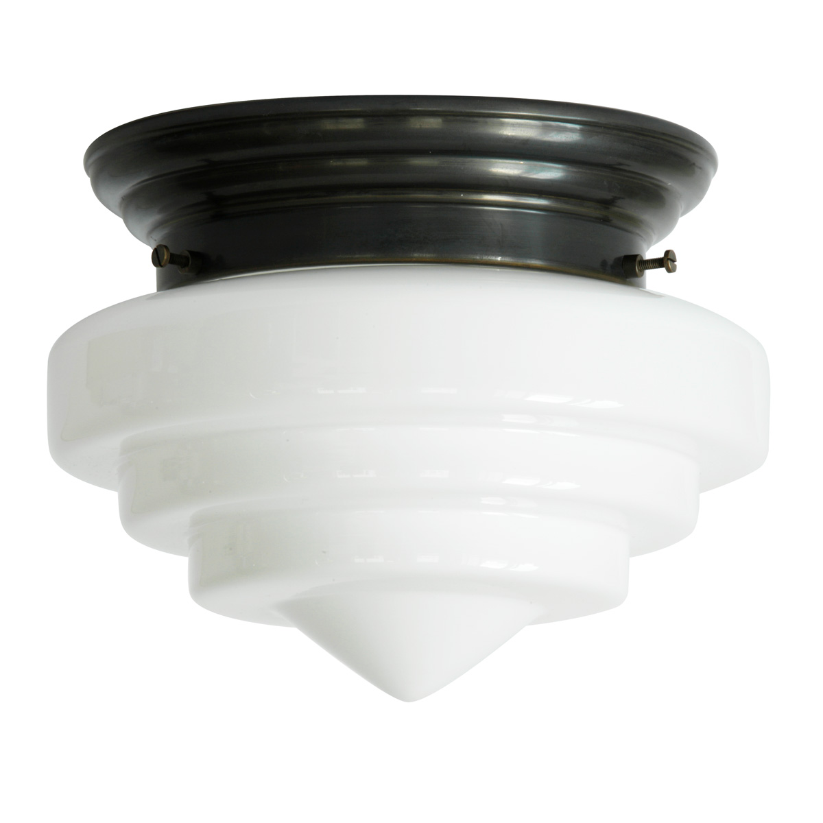 Deckenlampe mit dreistufigem weißen Spitzglas Ø 25 cm