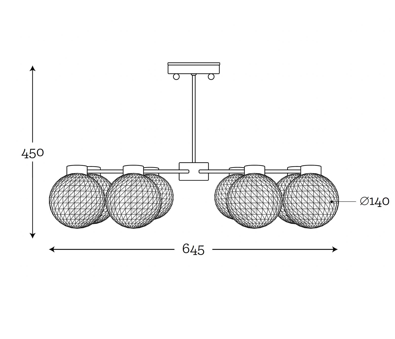 Pendant Chandelier with 8 Glass Globes, Ø 14 cm, Fig. 6