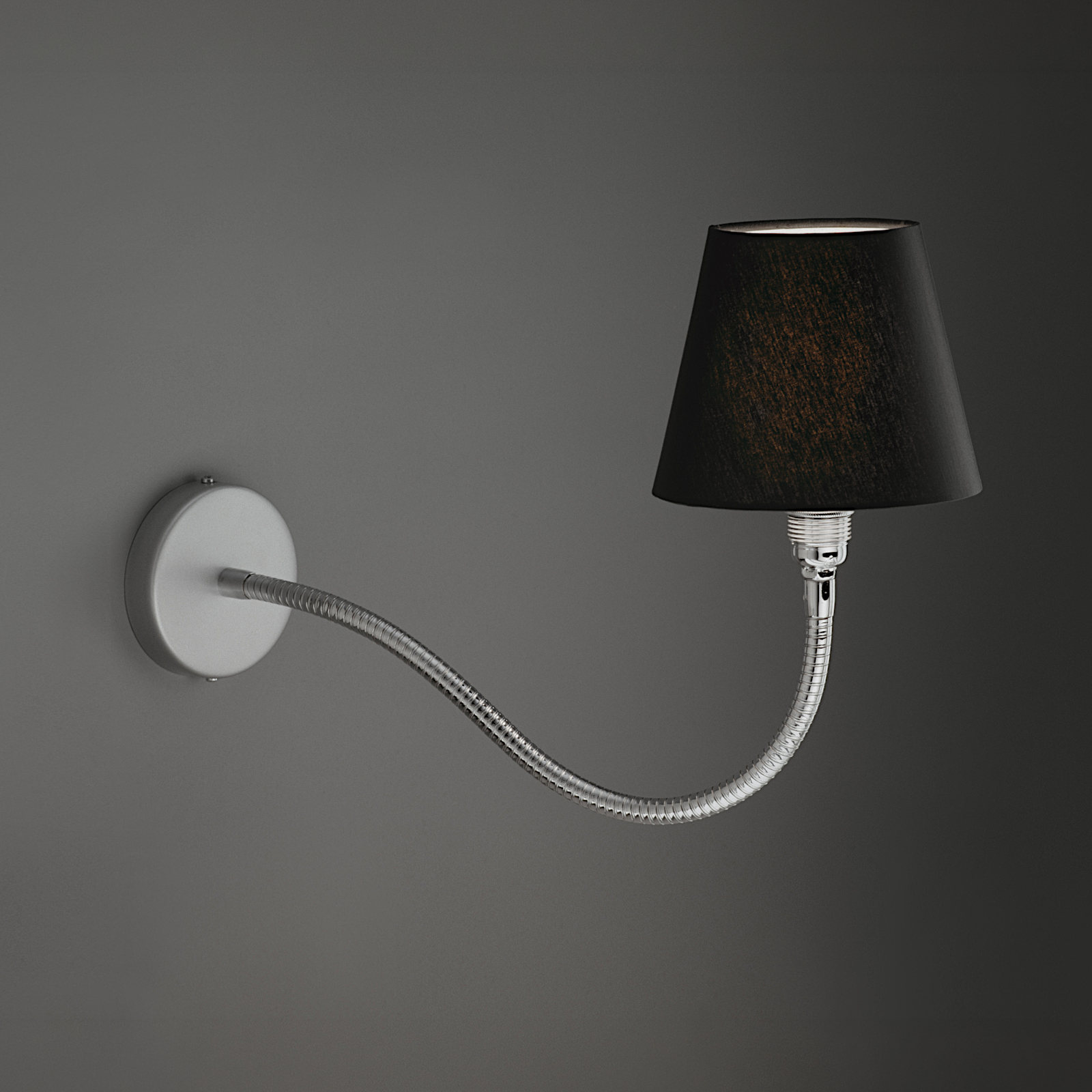 Wall Lamp EINARM CHROM With Fabric Shade in Black, White, or Red