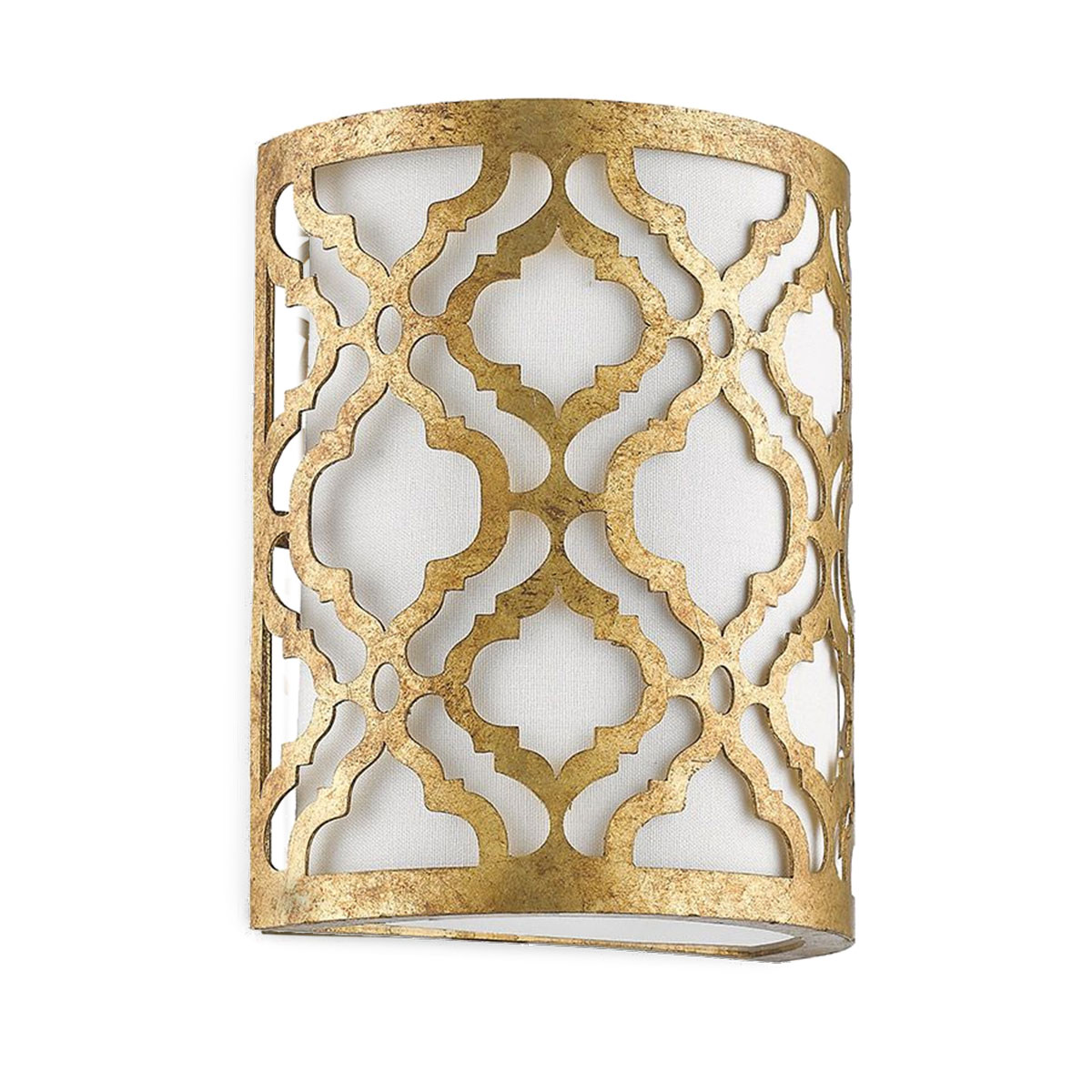 Orientalische Wandleuchte, goldfarben mit Stoffschirm