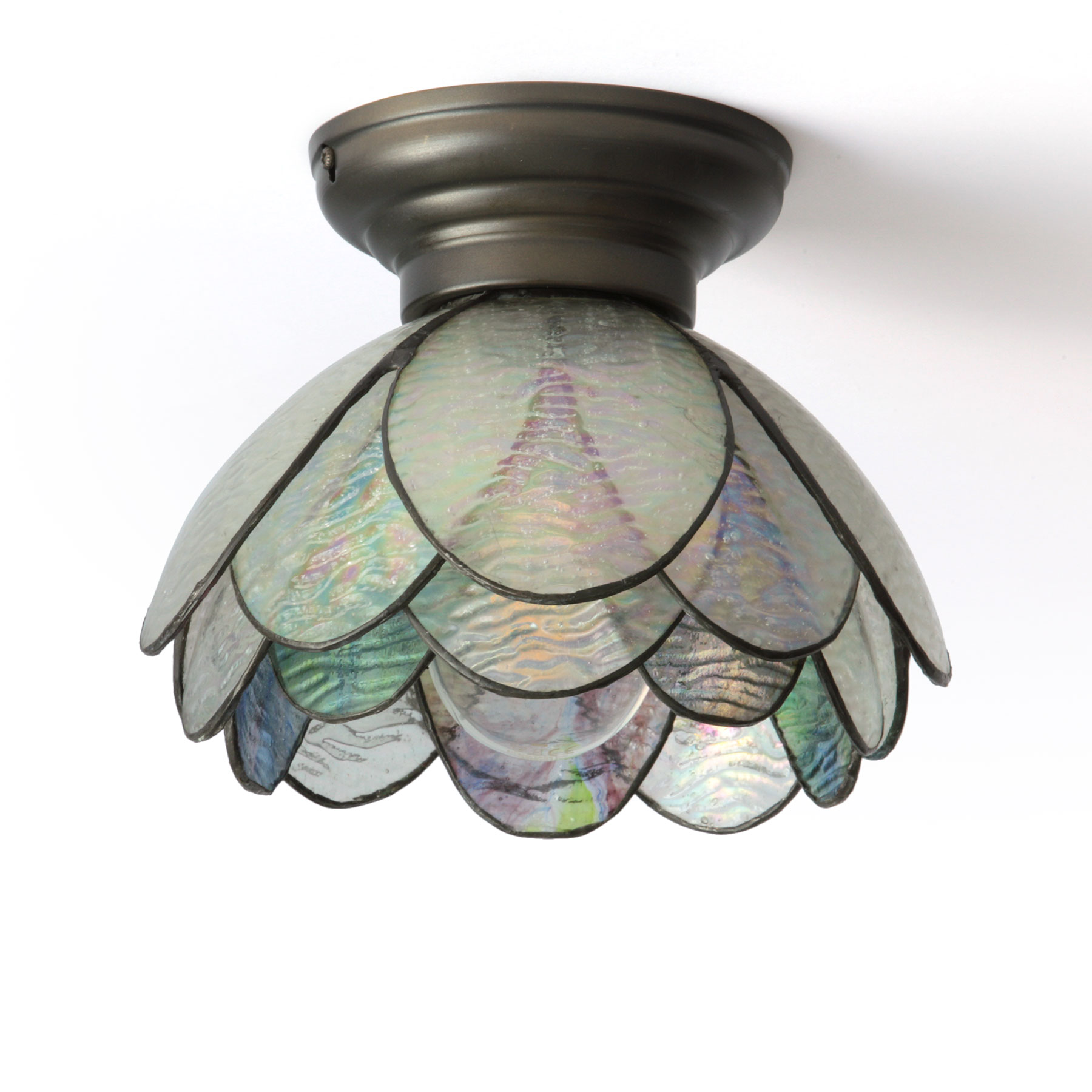 Blütenblätter-Deckenleuchte aus irisierendem Glas, Ø 21 cm
