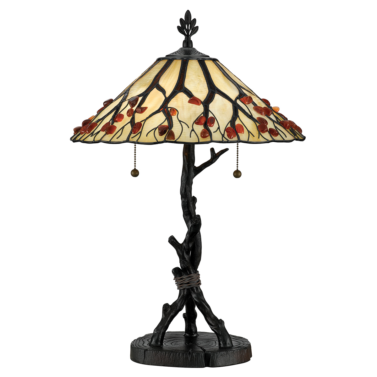 Tiffany-Tischlampe mit Achatsteinen
