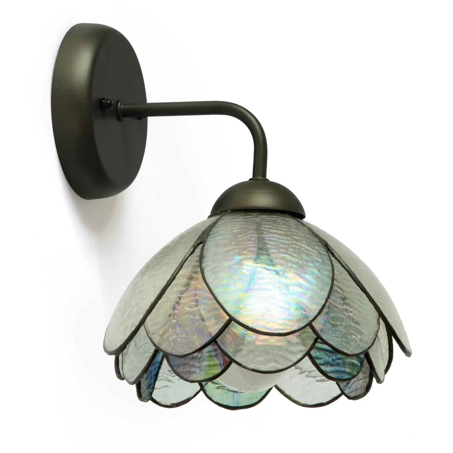 Petals Wall Lamp Made of Iridescent Glass Panes