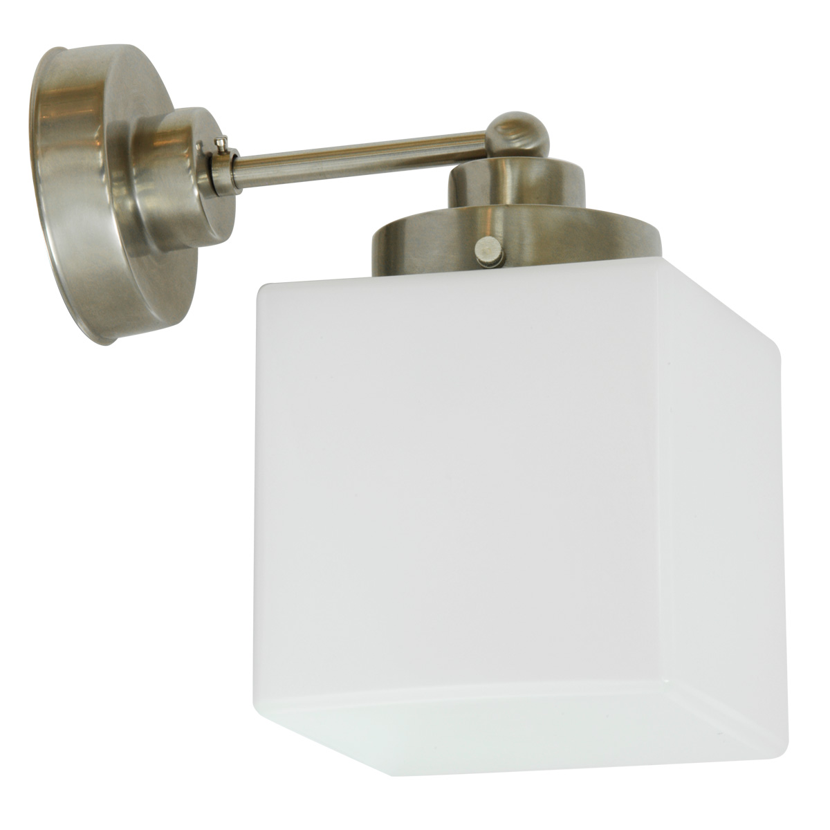 Kleine Wandleuchte mit opalenem Würfel-Glas