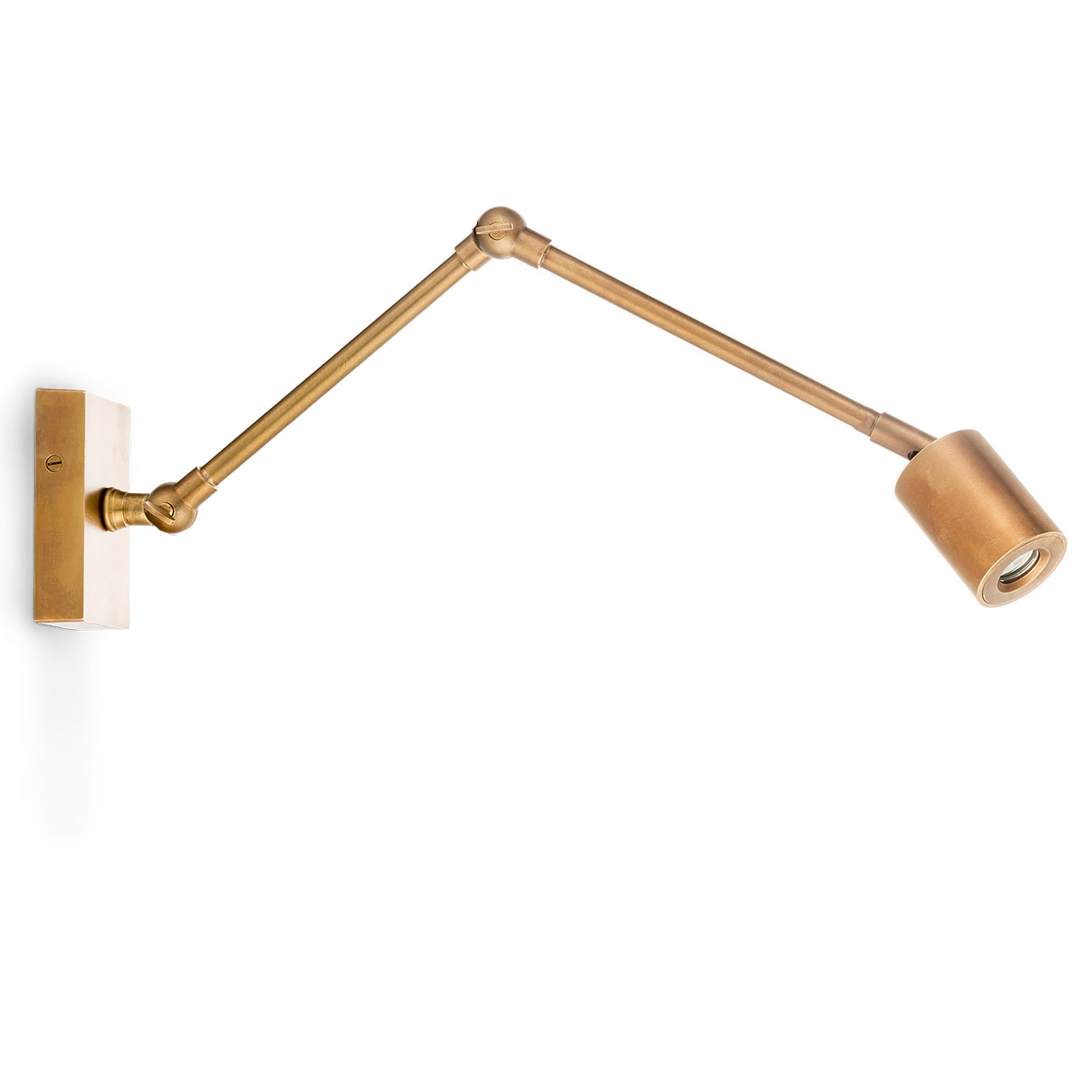 Minimalistische Gelenk-Wandleuchte aus Messing mit LED-Strahler