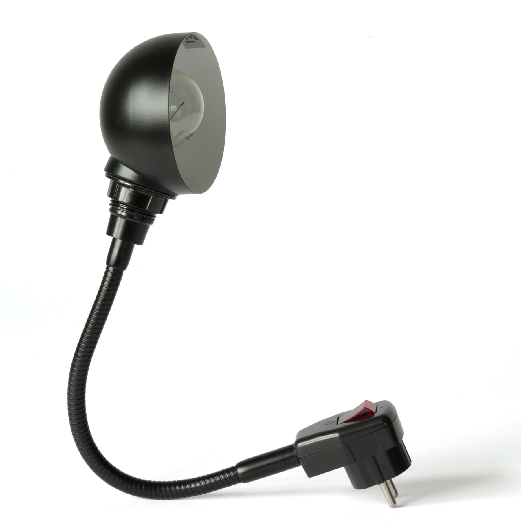 Flexible Plug-In Lamp GLÜHWÜRMCHEN BLACK with Hemispherical Reflector