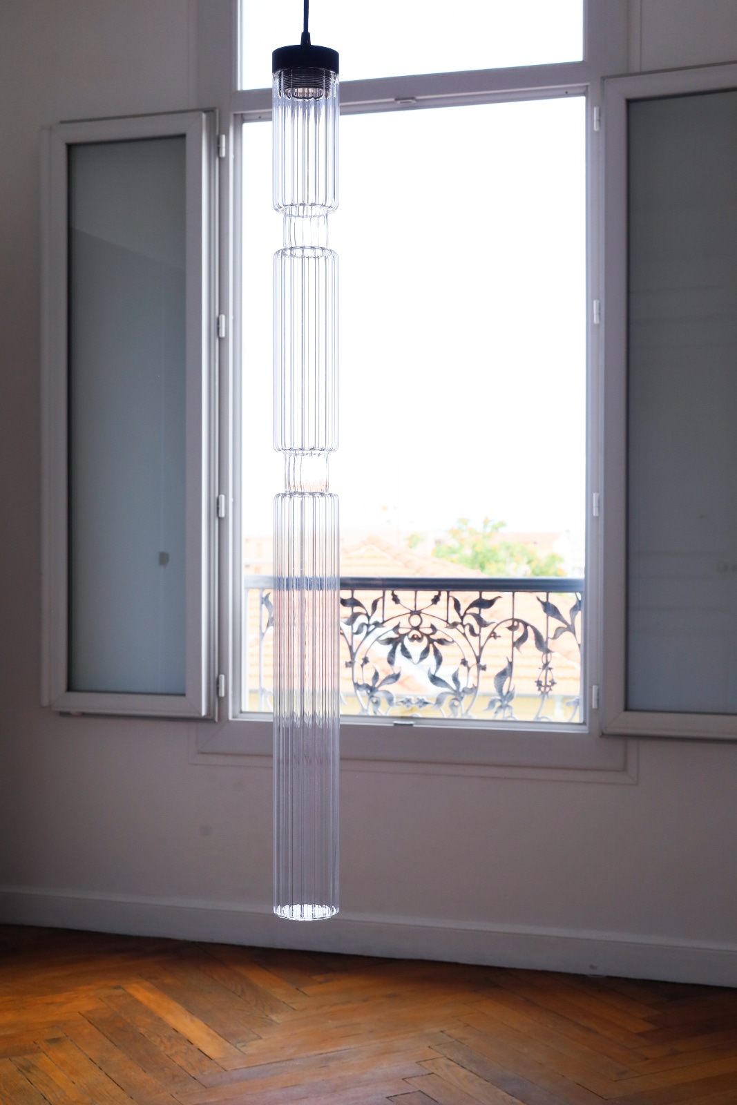 Schmale Glasröhren-Leuchte SAGANO, vier Größen: Modell 4 (Größe XL) mit klarem Glas