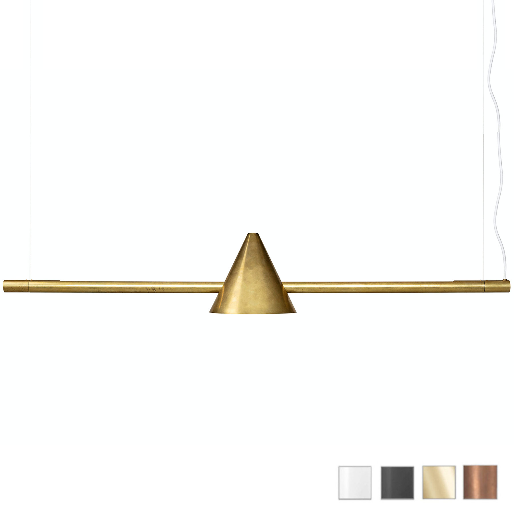 Vielseitige Design-Pendelleuchte TELL mit Leuchtrohr und Kegel-Schirm