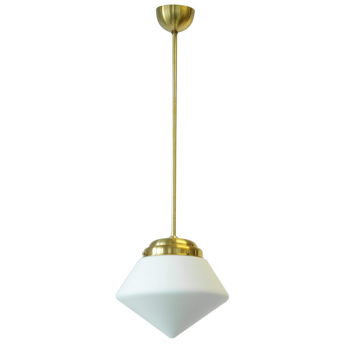 Art Déco-Pendelleuchte mit mattem Spitz-Opalglas