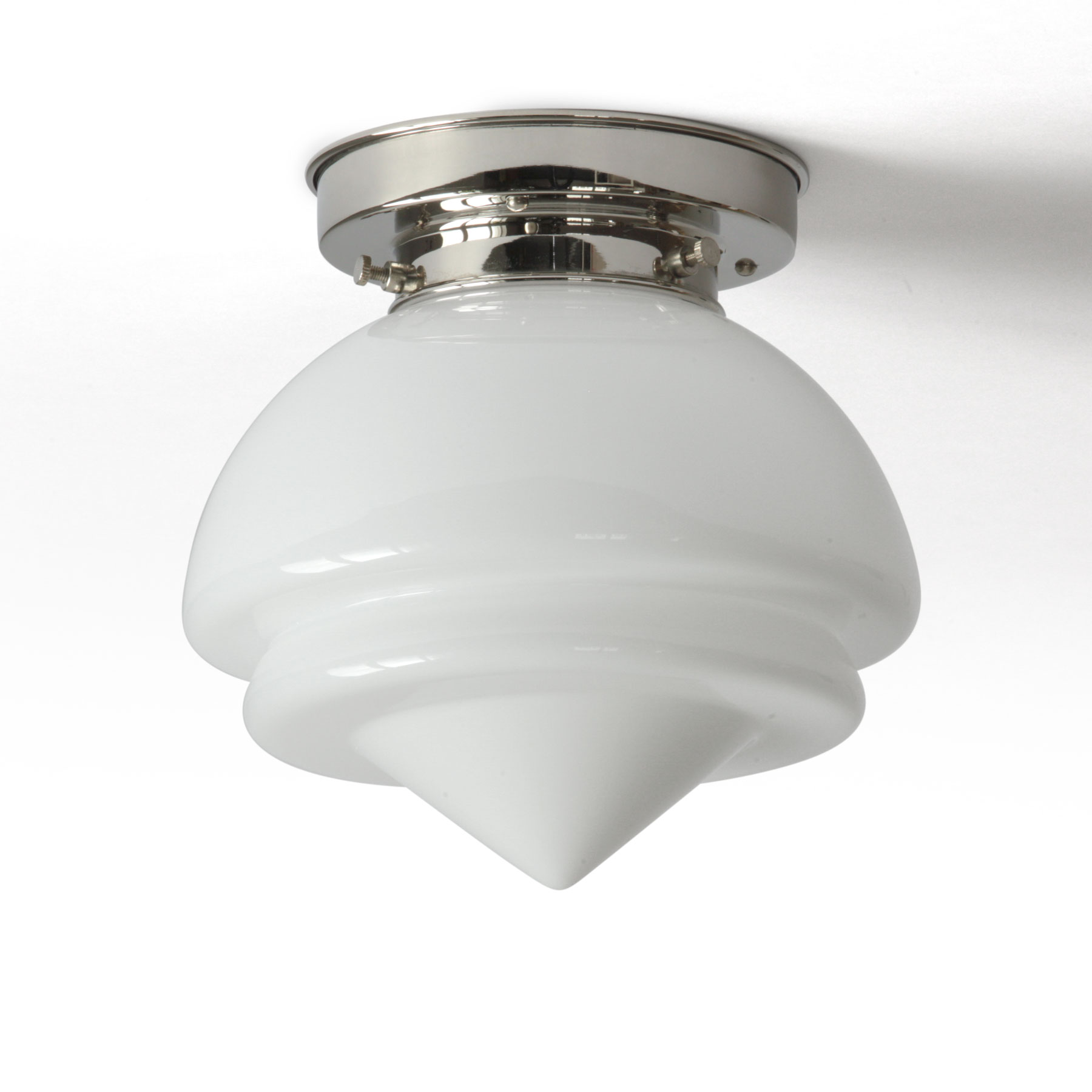 Art Déco-Deckenleuchte mit gestuftem Opalglas mit Spitze Ø 19 cm