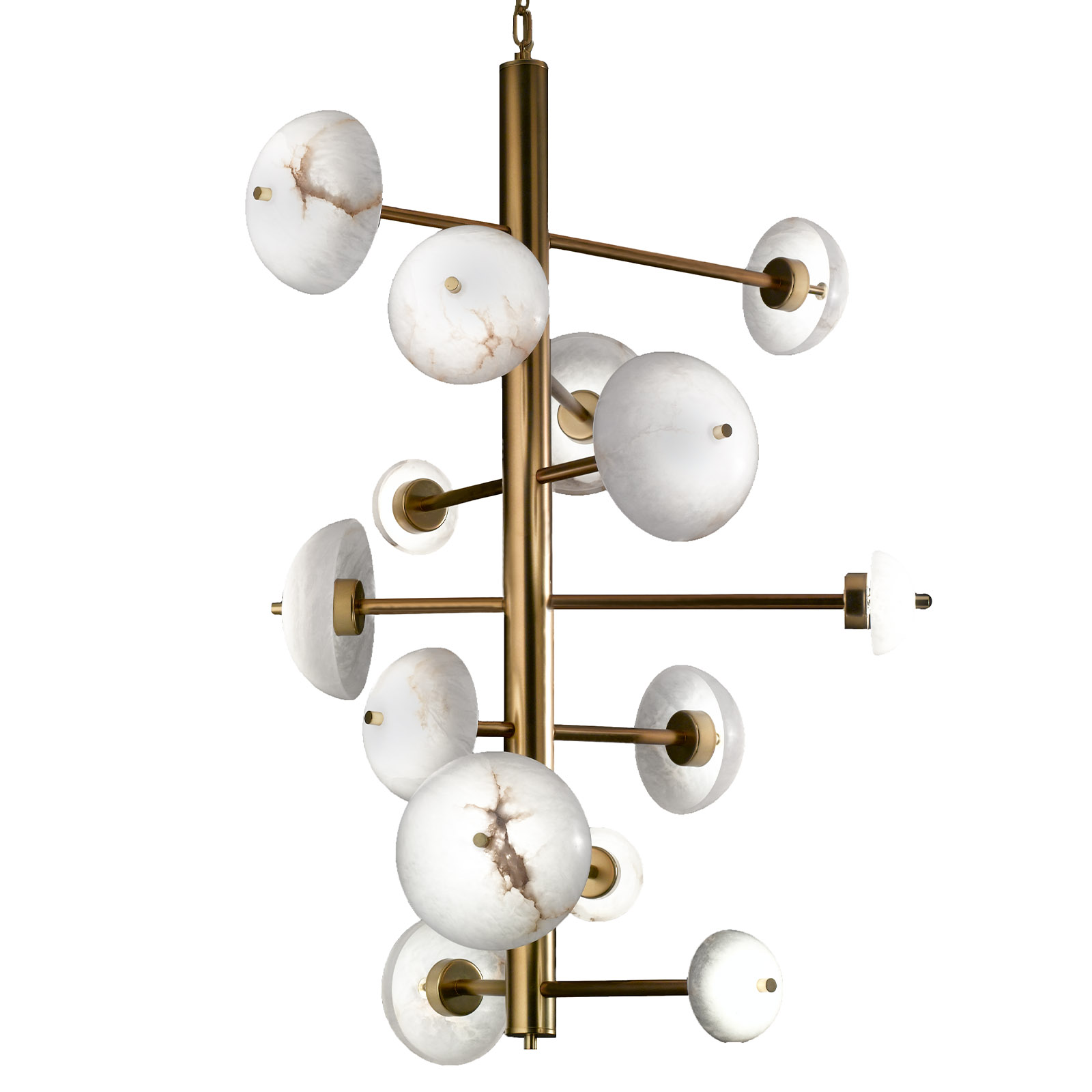 Beeindruckender Leuchter mit 14 Schirmen aus Alabaster APOLLO