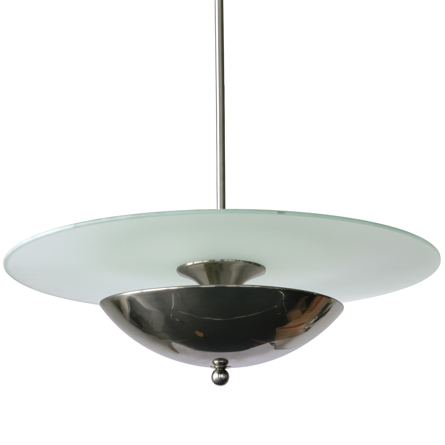 Indirekt strahlende Art déco-Pendelleuchte mit Glasscheibe