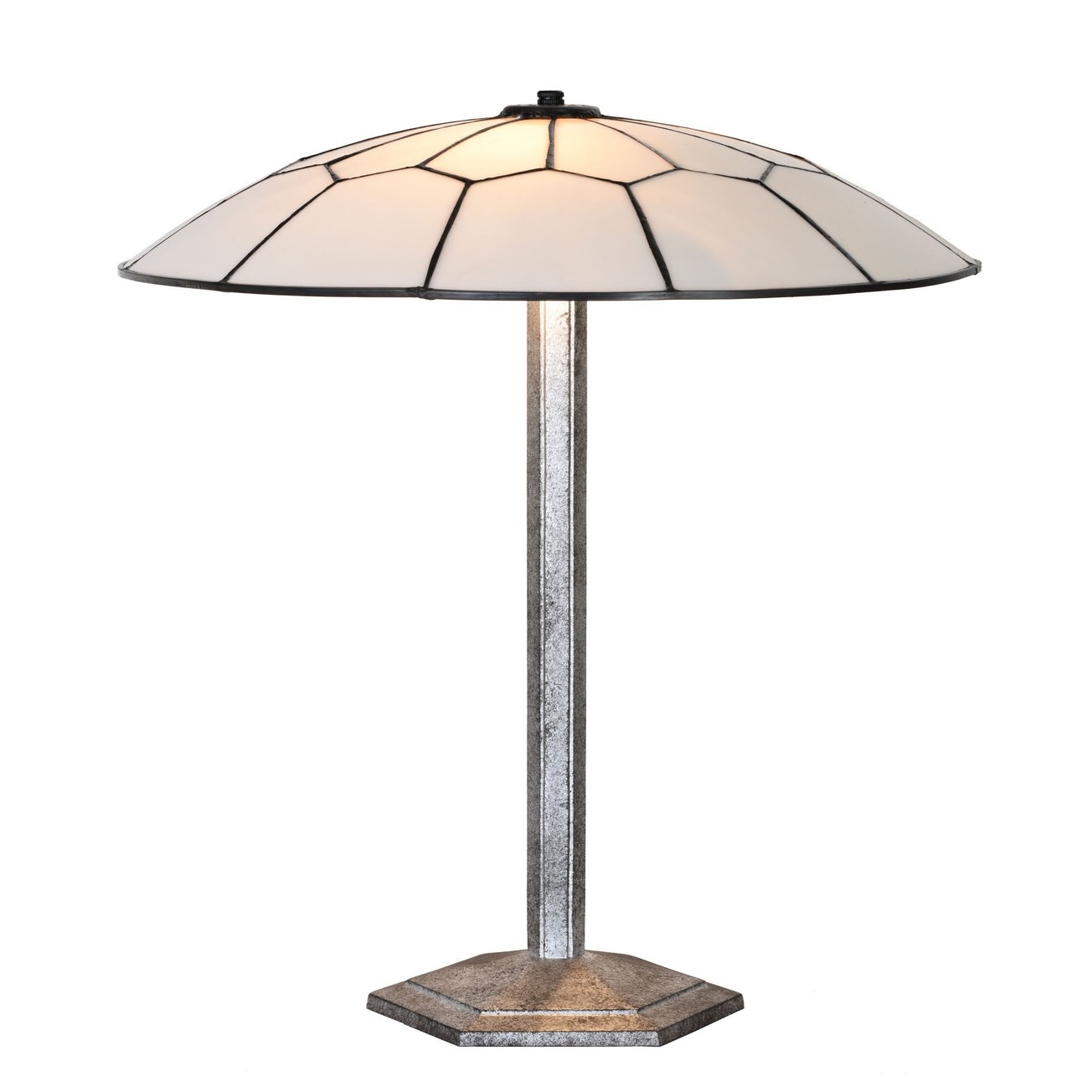 Elegant Tiffany Table Lamp with White Plate Shade