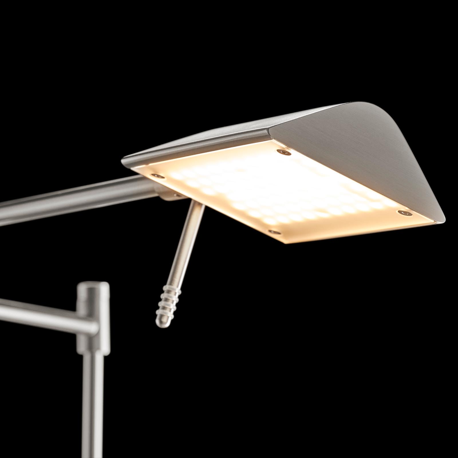 Lese-Stehleuchte 9614 aus Messing mit High End-LED und Dimmer: Abgebildet in der Oberfläche Nickel matt