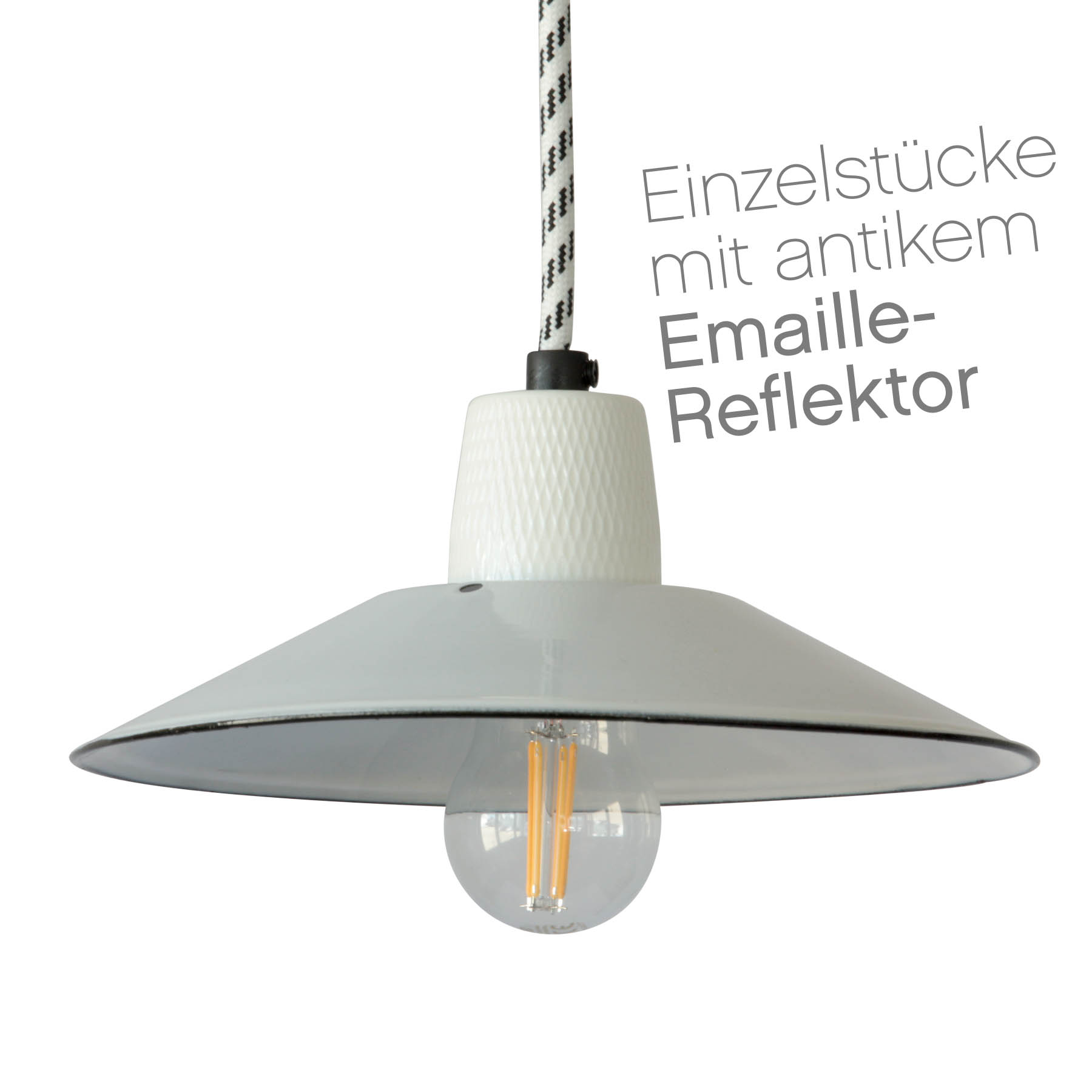 Unique Pieces with Antique Enamel Shades: Bonn Pendant Lamp 200 mm