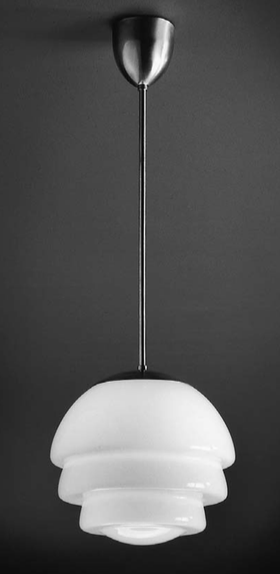 Beautiful Art Déco Pendant Light "Artichoke", with a Large Opal Glass Shade