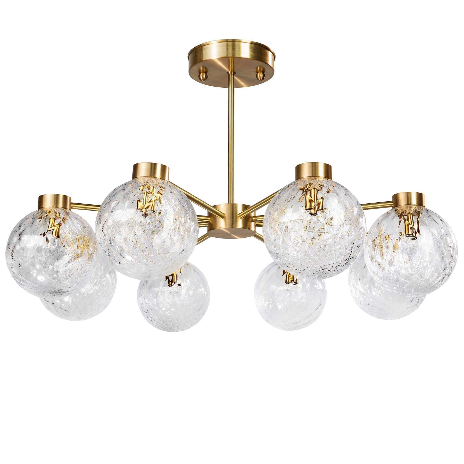 Pendant Chandelier with 8 Glass Globes, Ø 14 cm