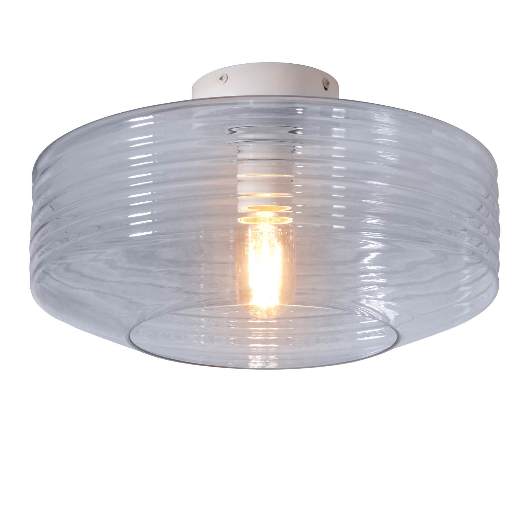 Deckenleuchte mit geripptem Glasschirm