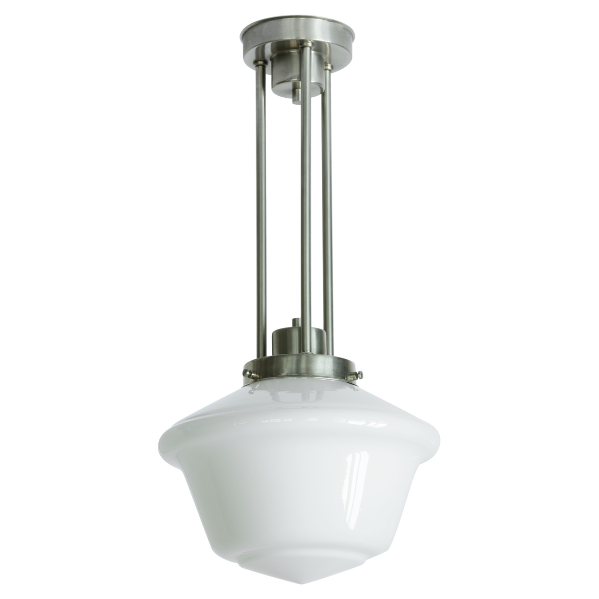 Dreirohr-Pendelleuchte mit Art déco-Opalglas
