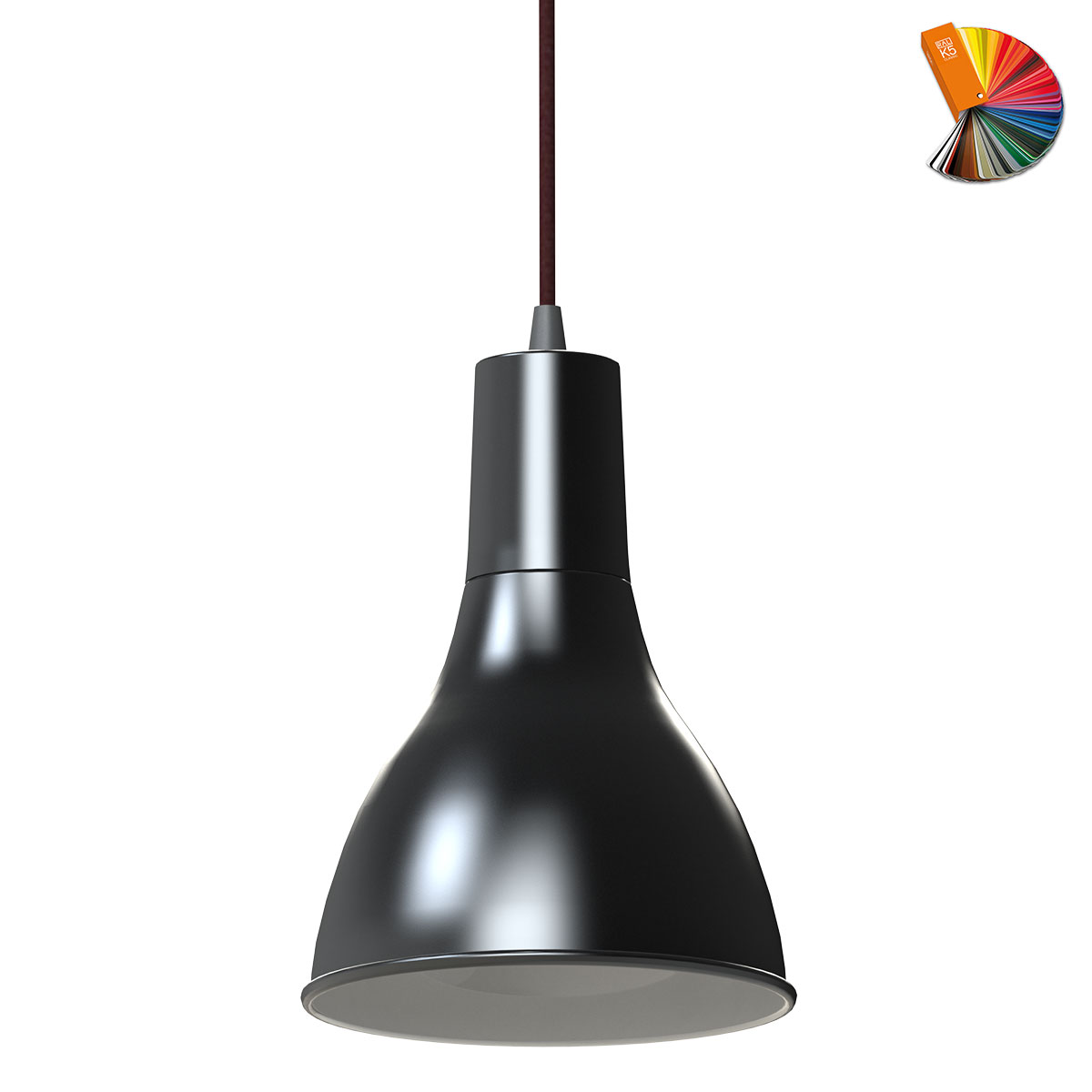 Industriestil-Hängeleuchte W1 mit tiefem Schirm, Ø 19 cm