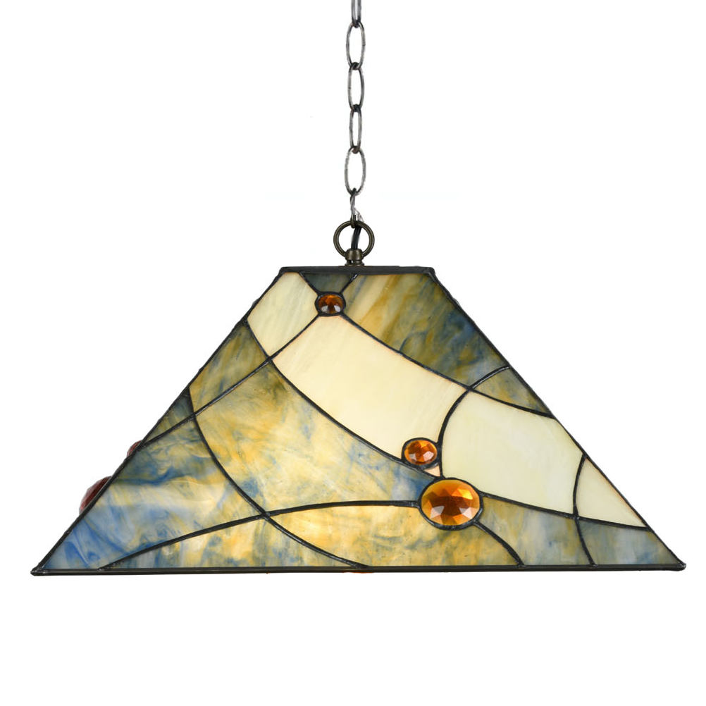 Night blue Tiffany glass pendant light with "diamonds"