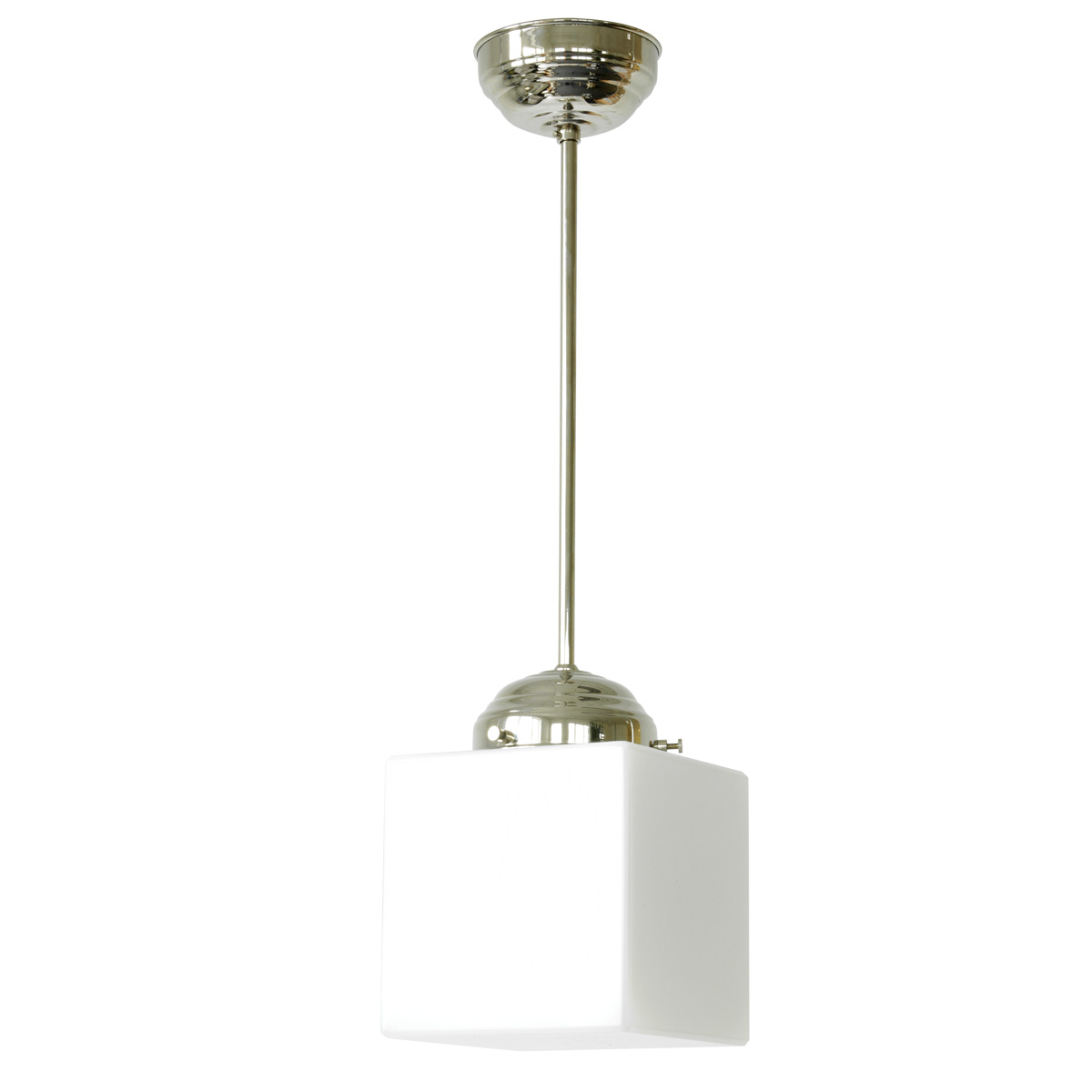 Tube pendant lamp with square opal glass