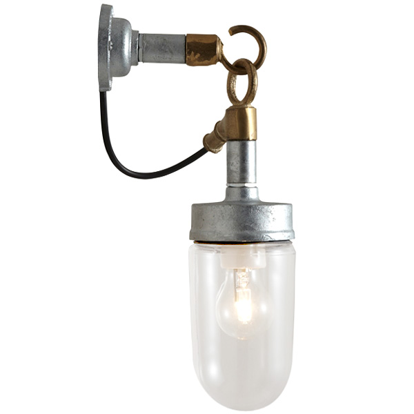 Verzinkte Loft-Wandlampe mit Bronzeguss-Aufhänger