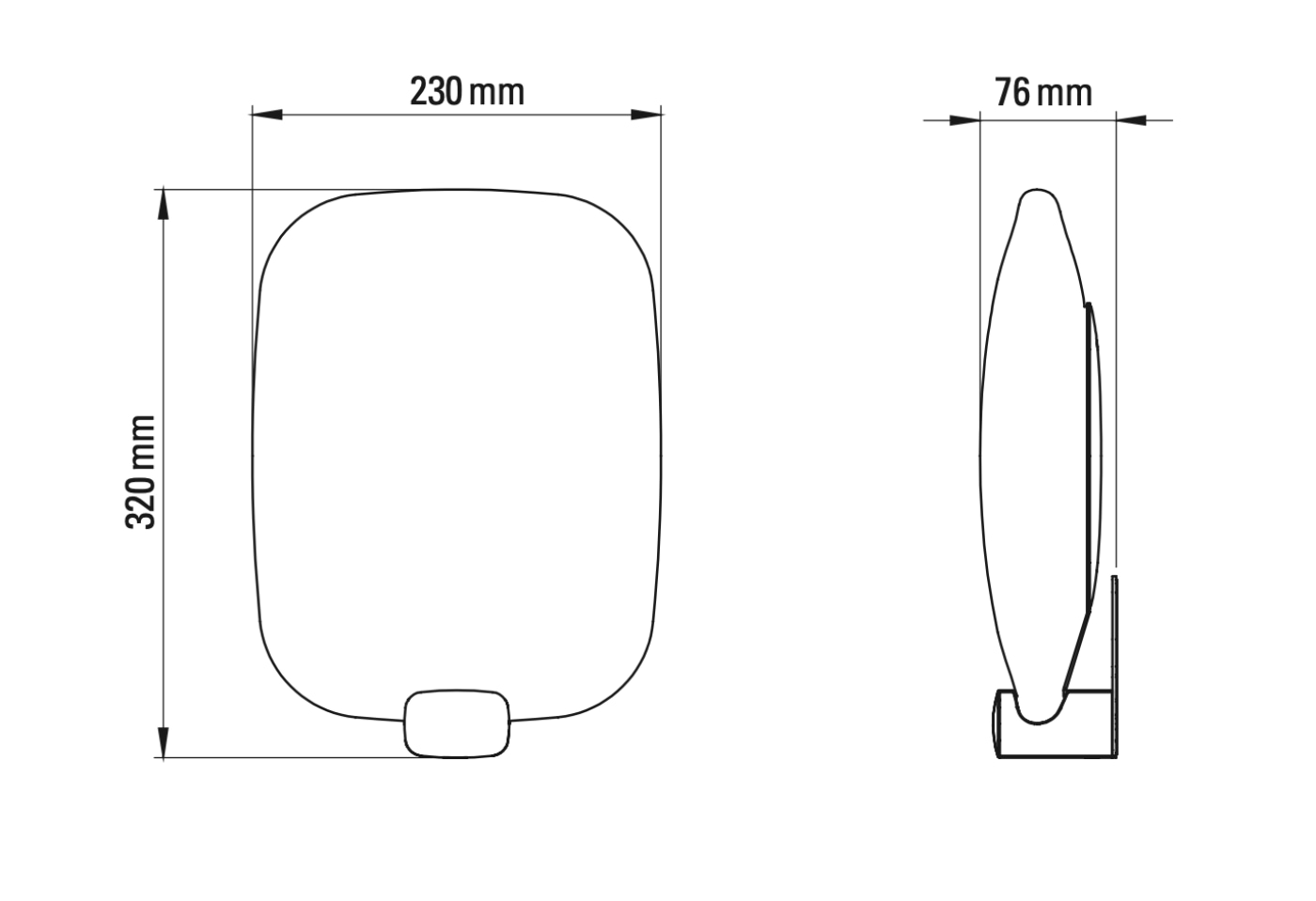 Flat Bathroom Wall Light LIGHT ME TENDER, IP44: Abmessungen Modell 2
