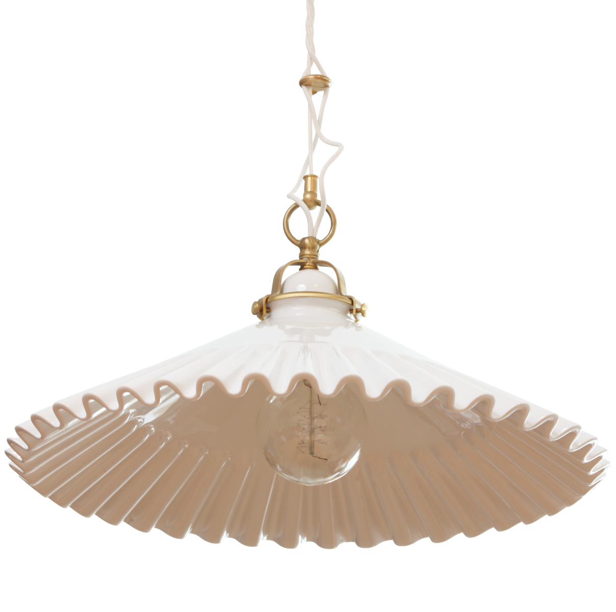 DUSE Ceramic pendulum lamp with 42 cm pleated shade