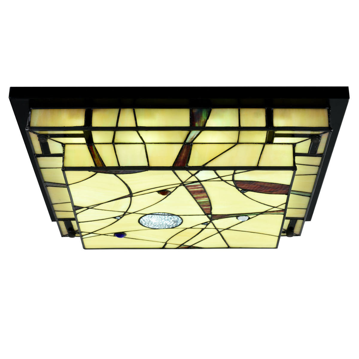 Quadratische Deckenleuchte in Tiffany-Technik 50 cm