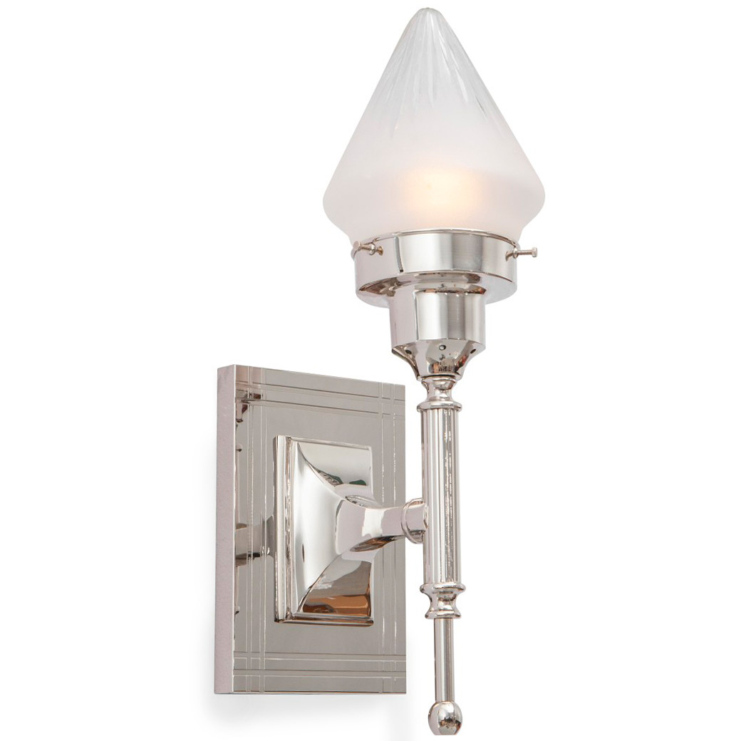 Art Déco-Wandfackel mit spitzem Glas