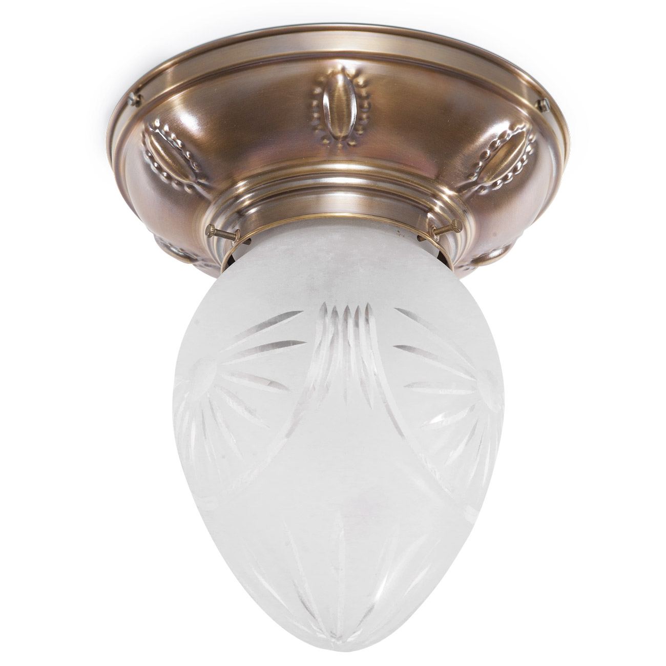 Kleine Tropfenglas-Deckenleuchte auf Messingsockel RAAB Ø 18 cm